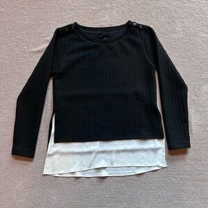 WHBM Sweater Black with Button Details and a Cream underlay
